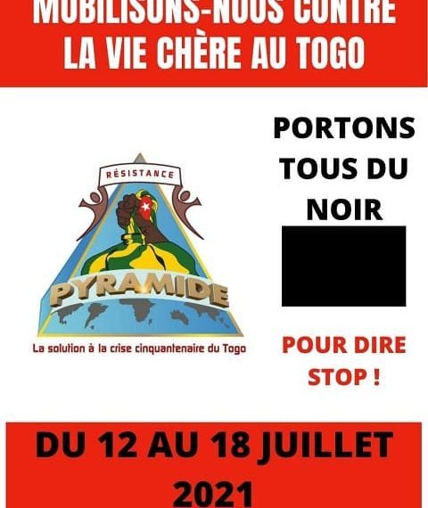 Togo/Vie chère : une protestation noire s’annonce dans les rues à partir du 12 juillet