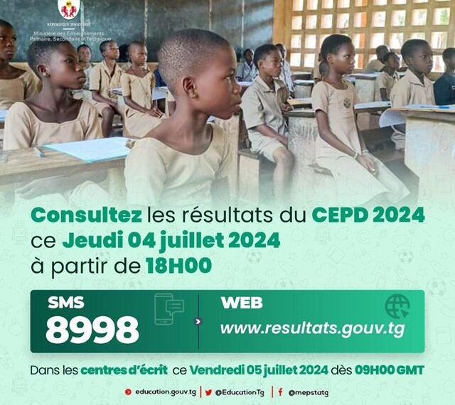 Togo : Les résultats du CEPD disponibles dès 18 Heures ce jeudi ; voici comment consulter