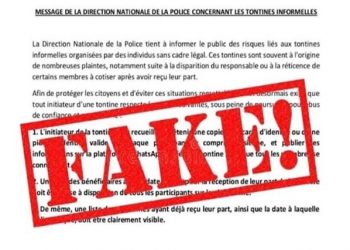 Togo/alerte de la police sur les tontines informelles : du fakenews orchestré par des individus malveillants sur les réseaux sociaux