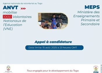Togo : L’ANVT lance le recrutement de 1000 volontaires pour renforcer l’éducation nationale