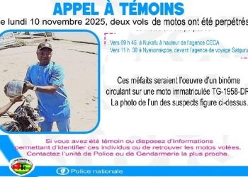 Togo : la Police nationale recherche deux voleurs de motos à Lomé