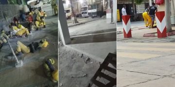 Gauche: Ouvriers dans une usine de la CIMTOGO. Centre: L’usine de CIMTOGO désertée dans la soirée du dimanche 08 mars. Droite: Des personnes extérieures introduites dans l’usine de CIMTOGO pour travailler à la place des grévistes (ils reçoivent des EPI pour travailler) | Photo: Lalternative.info / DR